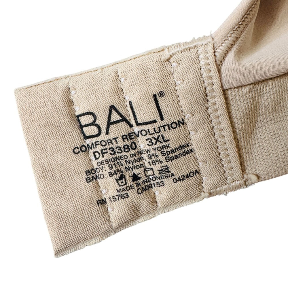 Bali Comfort Revolution Wireless Bra DF3380 Nude Tan Beige Plus Sz 3XL Seamless - Picture 3 of 5